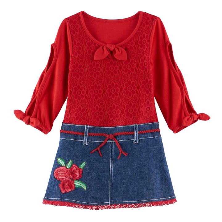 Toddler Girl Nannette Lace Mock-layer Dress, Size: 3t, Red