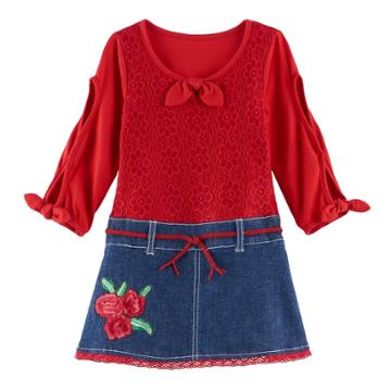 Toddler Girl Nannette Lace Mock-layer Dress, Size: 3t, Red