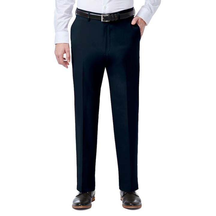 Men's J.m. Haggar Stretch Classic-fit Flat-front Dress Pants, Size: 38x30, Dark Blue