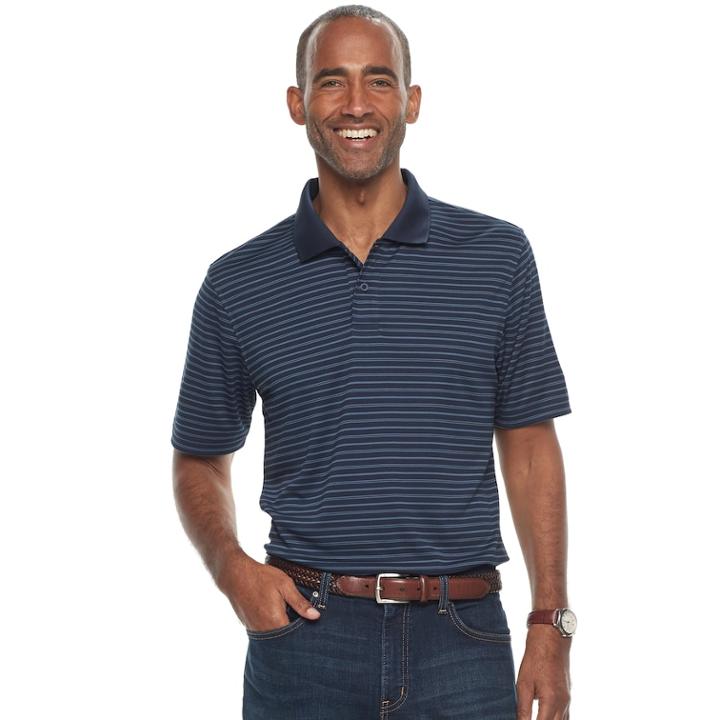 Men's Croft & Barrow&reg; Cool & Dry Classic-fit Striped Performance Polo, Size: Medium, Blue