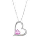 Radiant Gem Lab-created Pink Sapphire Sterling Silver Heart Pendant Necklace, Women's, Size: 18
