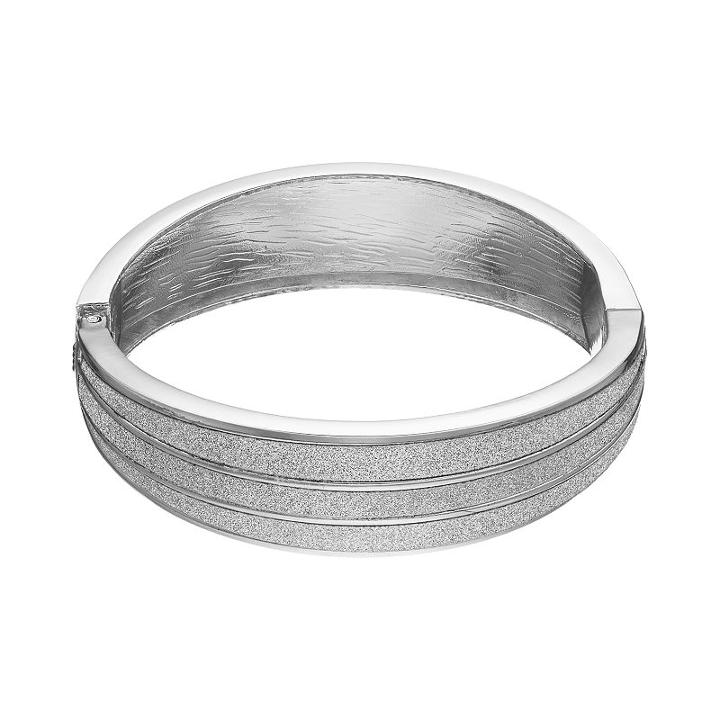Jennifer Lopez Glittery Hinged Bangle Bracelet, Women's, Silver