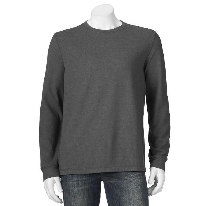 Men's Croft & Barrow&reg; Easy-care Fleece Crewneck Sweatshirt, Size: Small, Dark Grey