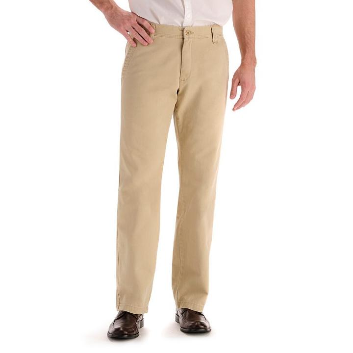 Big & Tall Lee Weekend Chino Straight-fit Flat-front Pants, Men's, Size: 46x30, Lt Brown