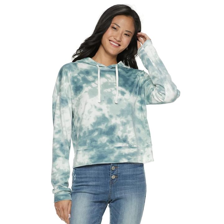 Juniors' So&reg; Velour Crop Hoodie, Teens, Size: Xs, Light Blue