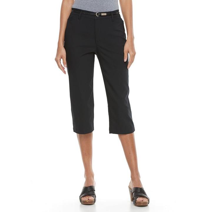 Women's Gloria Vanderbilt Anita Sateen Slim Capris, Size: 16, Black