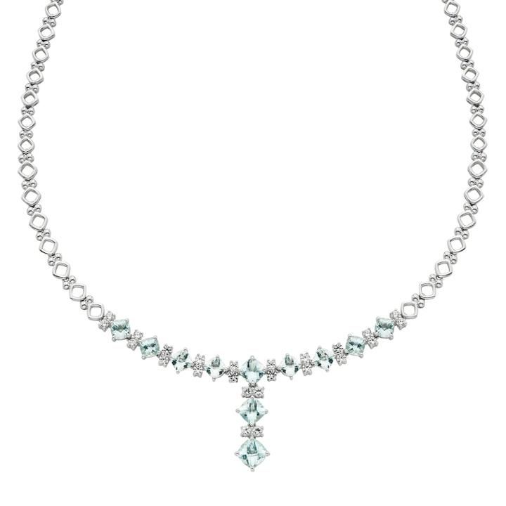 Sterling Silver Aquamarine & Lab-created White Sapphire Y Necklace, Women's, Size: 19, Blue