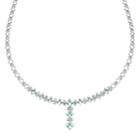 Sterling Silver Aquamarine & Lab-created White Sapphire Y Necklace, Women's, Size: 19, Blue