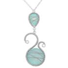Chalcedony Sterling Silver Scrollwork And Chain-wrapped Necklace, Women's, Green