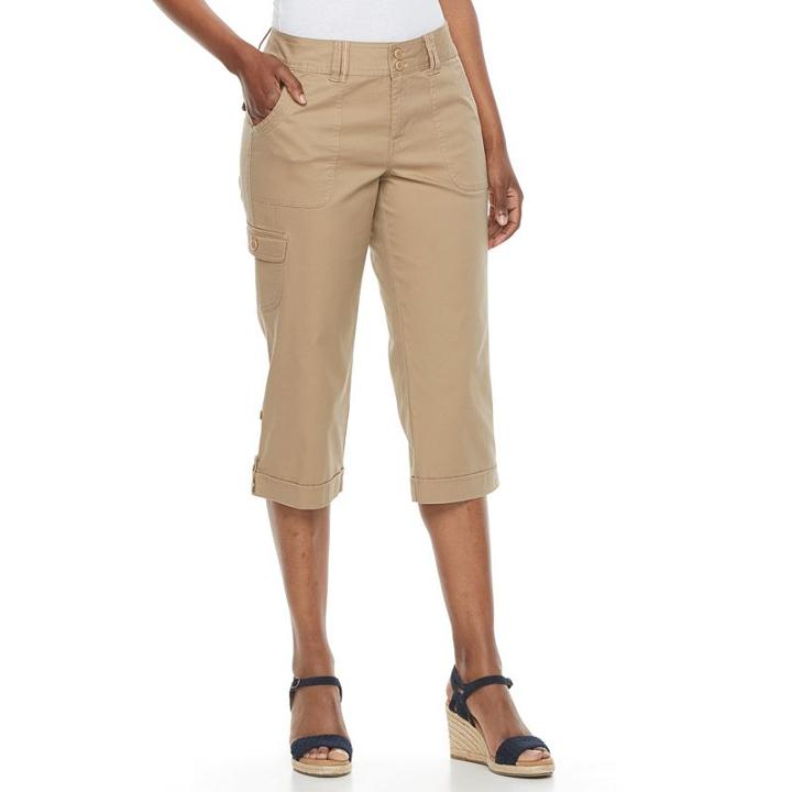 Women's Gloria Vanderbilt Mae Cargo Capris, Size: 14, Beig/green (beig/khaki)