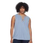 Plus Size Rock & Republic&reg; Studded V-neck Tee, Women's, Size: 3xl, Blue