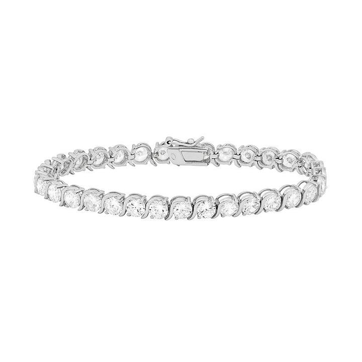 Cubic Zirconia Sterling Silver Tennis Bracelet, Women's, Size: 7.25, White