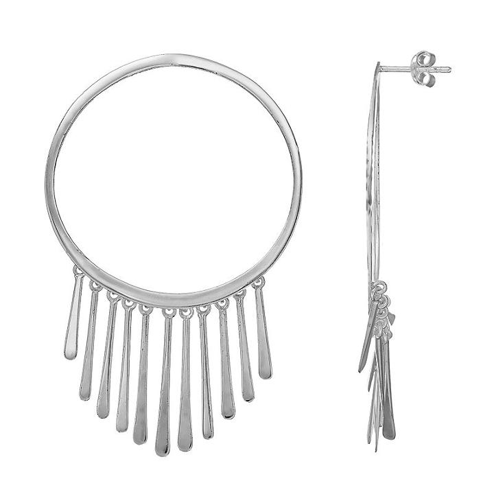 Sterling Silver Hoop Dangle Earrings, Women's
