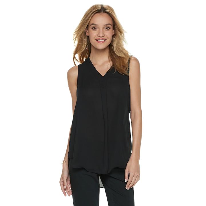 Women's Apt. 9&reg; V-neck Georgette Tank, Size: Xs, Black