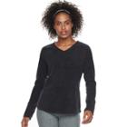 Women's Tek Gear&reg; V-neck Raglan Long Sleeve Top, Size: Small, Black