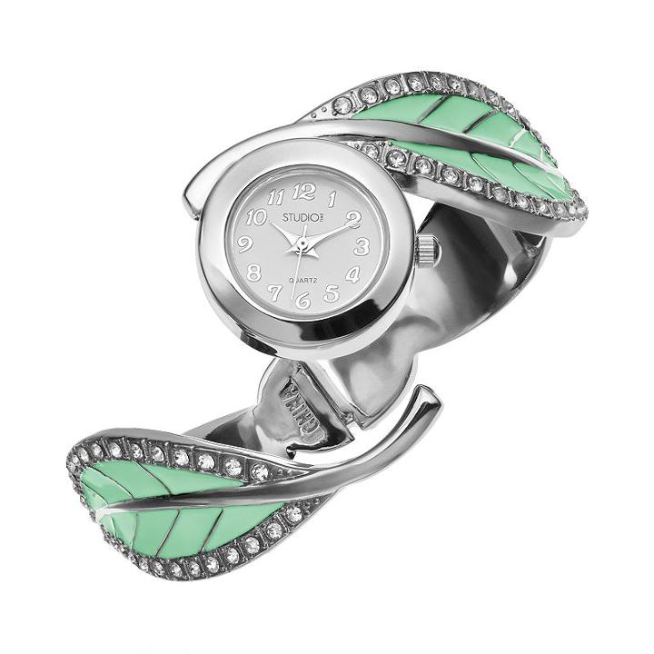 Studio Time Women's Leaf Bangle Watch, Silver