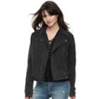 Women's Rock & Republic&reg; French Terry Moto Jacket, Size: Small, Black