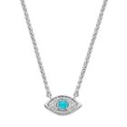 Sterling Silver 1/10 Carat T.w. Diamond & Turquoise Evil Eye Necklace, Women's, White