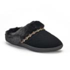 Women's Isotoner Mildred Diamond Quilted Velour Hoodback Slippers, Size: Large, Black