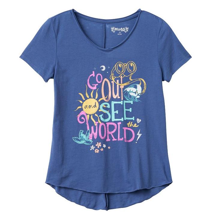 Girls 7-16 & Plus Size Mudd&reg; Seamed Back High-low Hem Graphic Tee, Girl's, Size: 18 1/2, Blue (navy)