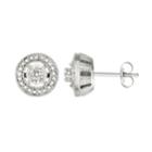 Sterling Silver 1/10 Carat T.w. Diamond Halo Stud Earrings, Women's, White