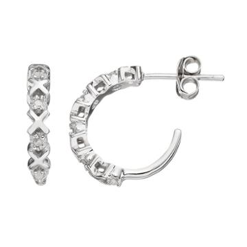 Diamond Classics Sterling Silver 1/10 Carat T.w. Diamond Xo Hoop Earrings, Women's, White