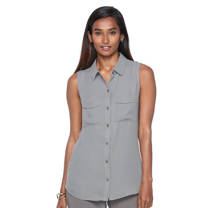 Women's Apt. 9&reg; Split-back Sleeveless Blouse, Size: Xl, Grey