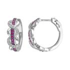 Lab-created White Sapphire & Lab-created Ruby Sterling Silver Infinity Hoop Earrings, Women's, Red