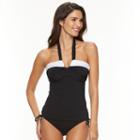Women's Apt. 9&reg; Colorblock Halterkini Top, Size: Medium, Black
