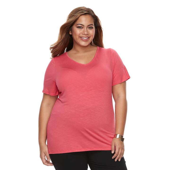 Plus Size Apt. 9&reg; Essential V-neck Tee, Women's, Size: 3xl, Med Pink