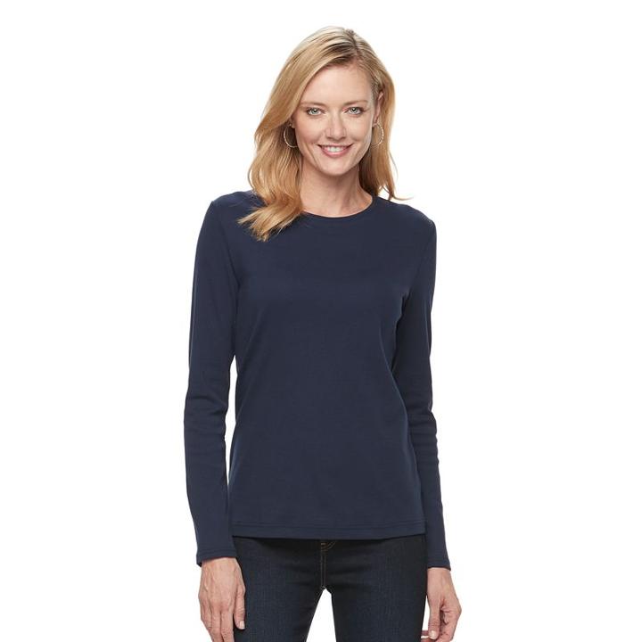 Women's Croft & Barrow&reg; Crewneck Tee, Size: Small, Blue