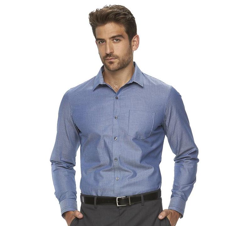 Men's Marc Anthony Slim-fit Stretch Button-down Shirt, Size: Small, Blue
