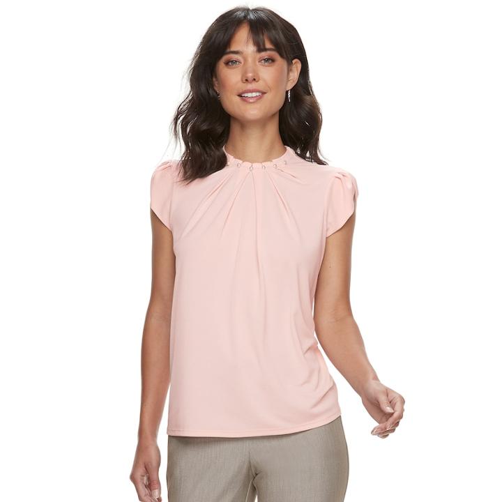 Women's Elle&trade; Pleated Mockneck Top, Size: Xs, Light Pink