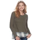 Juniors' Cloudchaser Print Hem Sweater, Teens, Size: Xl, Green Oth