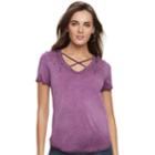 Women's Rock & Republic&reg; Strappy Embellished Tee, Size: Medium, Drk Purple