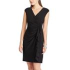 Women's Chaps Ruffled Sheath Dress, Size: Large, Black