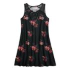 Girls 7-16 Mudd&reg; Printed Crochet Dress, Size: Xl/14, Black