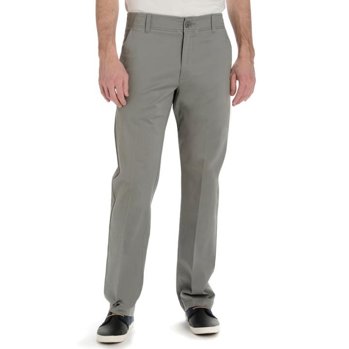 Men's Lee Performance Series Extreme Comfort Khaki Straight-fit Flat-front Pants, Size: 32x34, Dark Grey