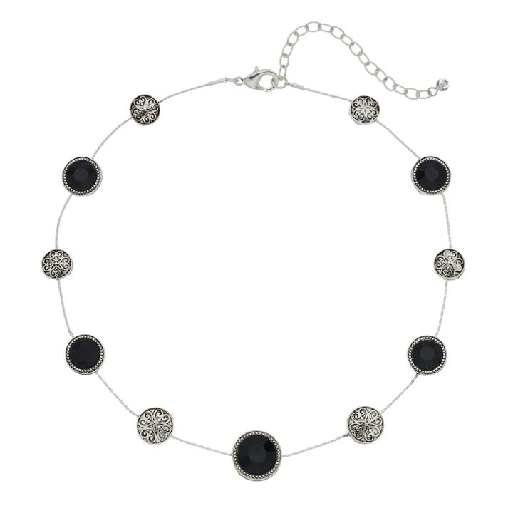 Napier Black & Filigree Circle Necklace, Women's