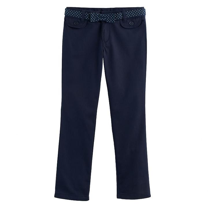 Girls 4-20 French Toast Belted Twill Pants, Size: 16, Blue (navy)