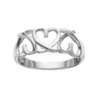 Primrose Sterling Silver Triple Heart Ring, Women's, Size: 9, Grey