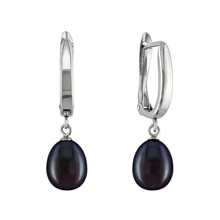 Sterling Silver Dyed Freshwater Cultured Pearl Drop Earrings, Women's, Black