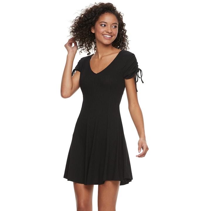 Juniors' Love, Fire Ribbed Swing Dress, Teens, Size: Xl, Black