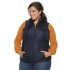 Plus Size Weathercast Quilted Velour-lined Vest, Women's, Size: 3xl, Grey