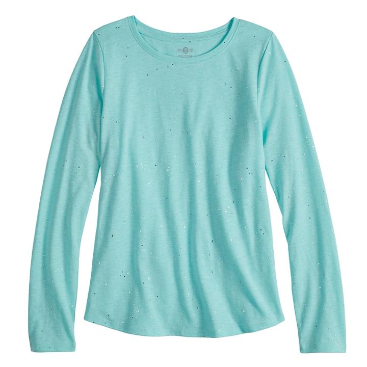 Girls 7-16 & Plus Size So&reg; Long Sleeve Core Tee, Size: 14, Turquoise/blue (turq/aqua)