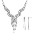 Crystal Allure Fringe Necklace And Linear Drop Earring Set, Women's, Size: 16, White