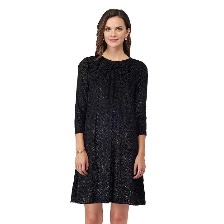Women's Indication Shift Burnout Velvet Dress, Size: Xs, Black