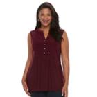 Plus Size Croft & Barrow&reg; Pintuck Henley Tank, Women's, Size: 1xl, Red