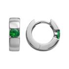 Sterling Silver Lab-created Emerald Hoop Earrings, Women's, Green