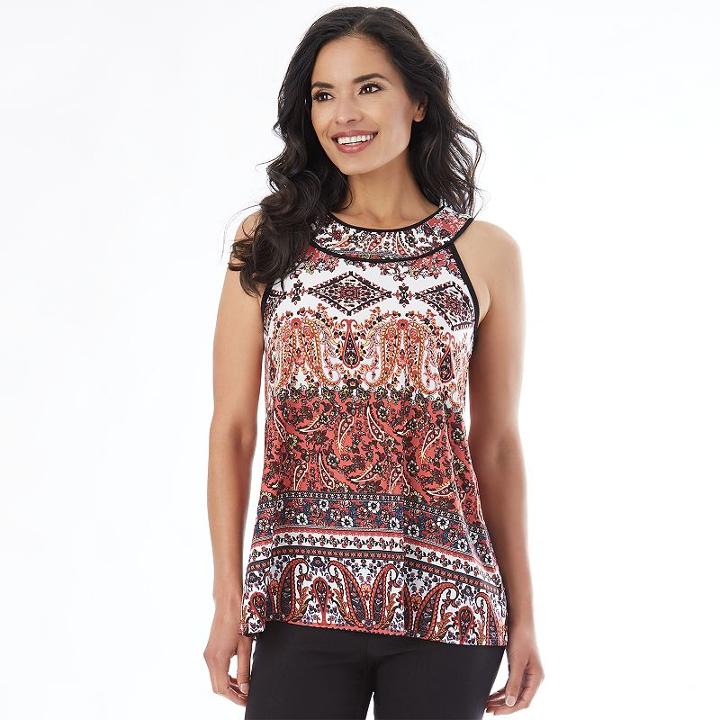 Women's Apt. 9 Printed Mandarin Swing Tank Top, Size: Medium